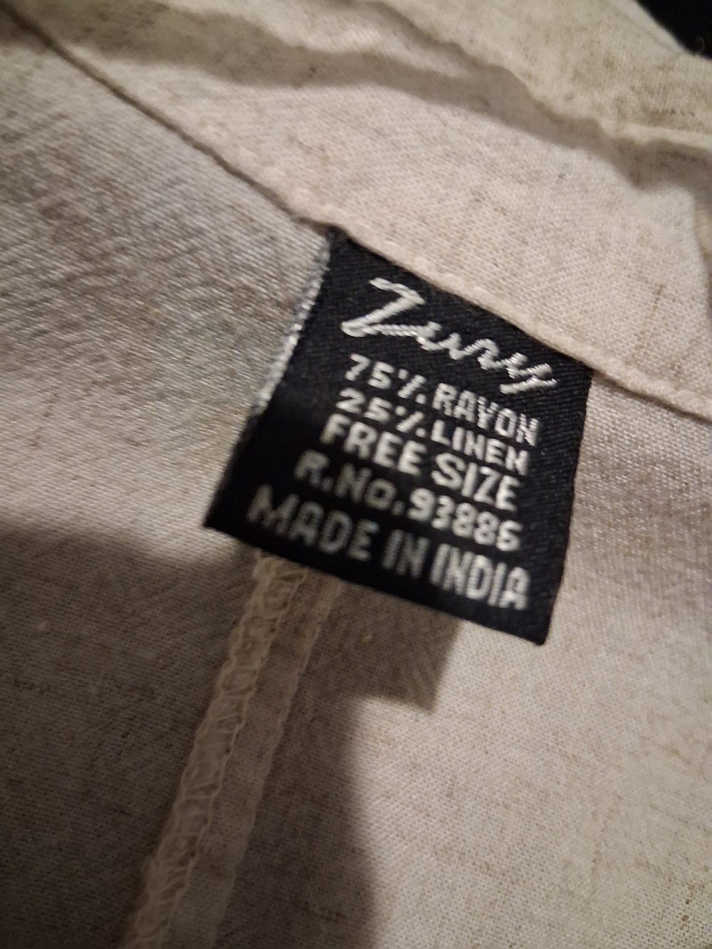 ZURY- Linen-Blend Beige Button-Down Women’s Top - Picture 5 of 5